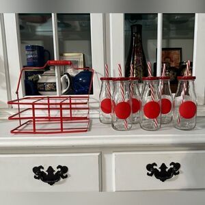 Customizable Drink Bottles with Carrier Set of Six